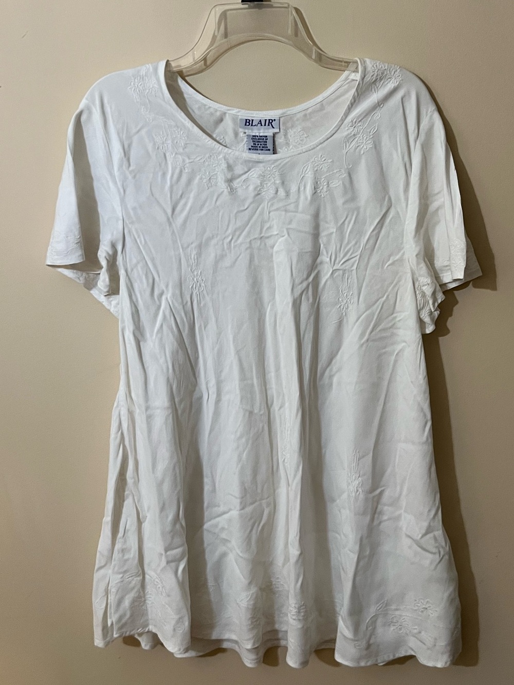 Vintage Blair White Embroidered Rayon Tunic